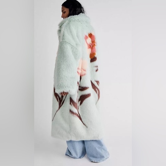 Free People Fluffy Flower Coat Seafoam Combo XS - Picture 5 of 12